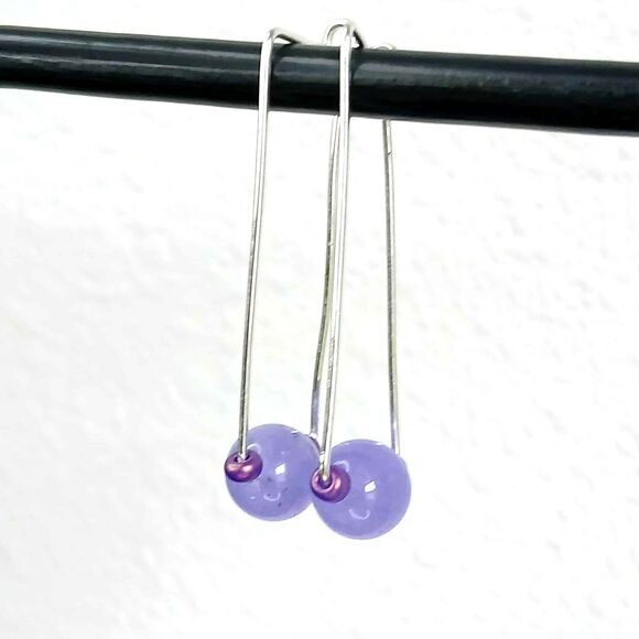 Dyed Jade Crystal Dangle Earrings, Boho Chic Gemstone Jewelry, 1.5" - Picture 1 of 3